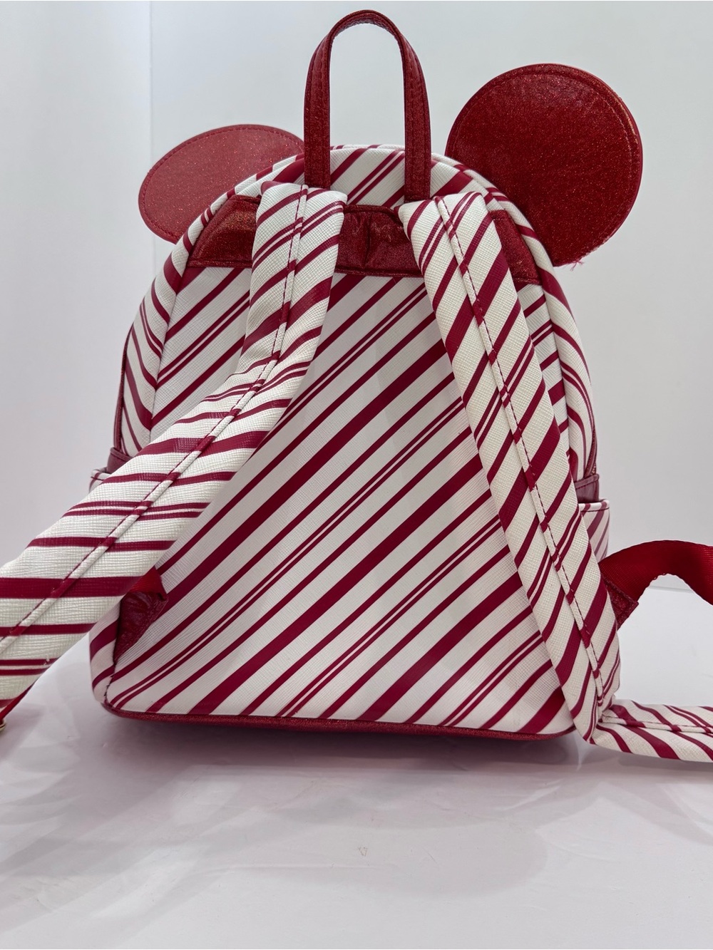 LOUNGEFLY Disney Parks Christmas Holiday Candy Cane Peppermint Mini Backpack - Picture 3 of 7